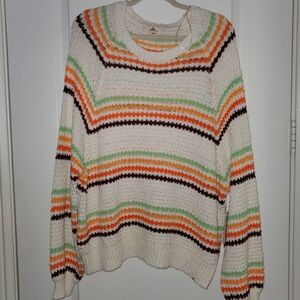NWT Rip Curl Knit Sweater, Beachy/Bohemian Neutral Stripe Top, XL